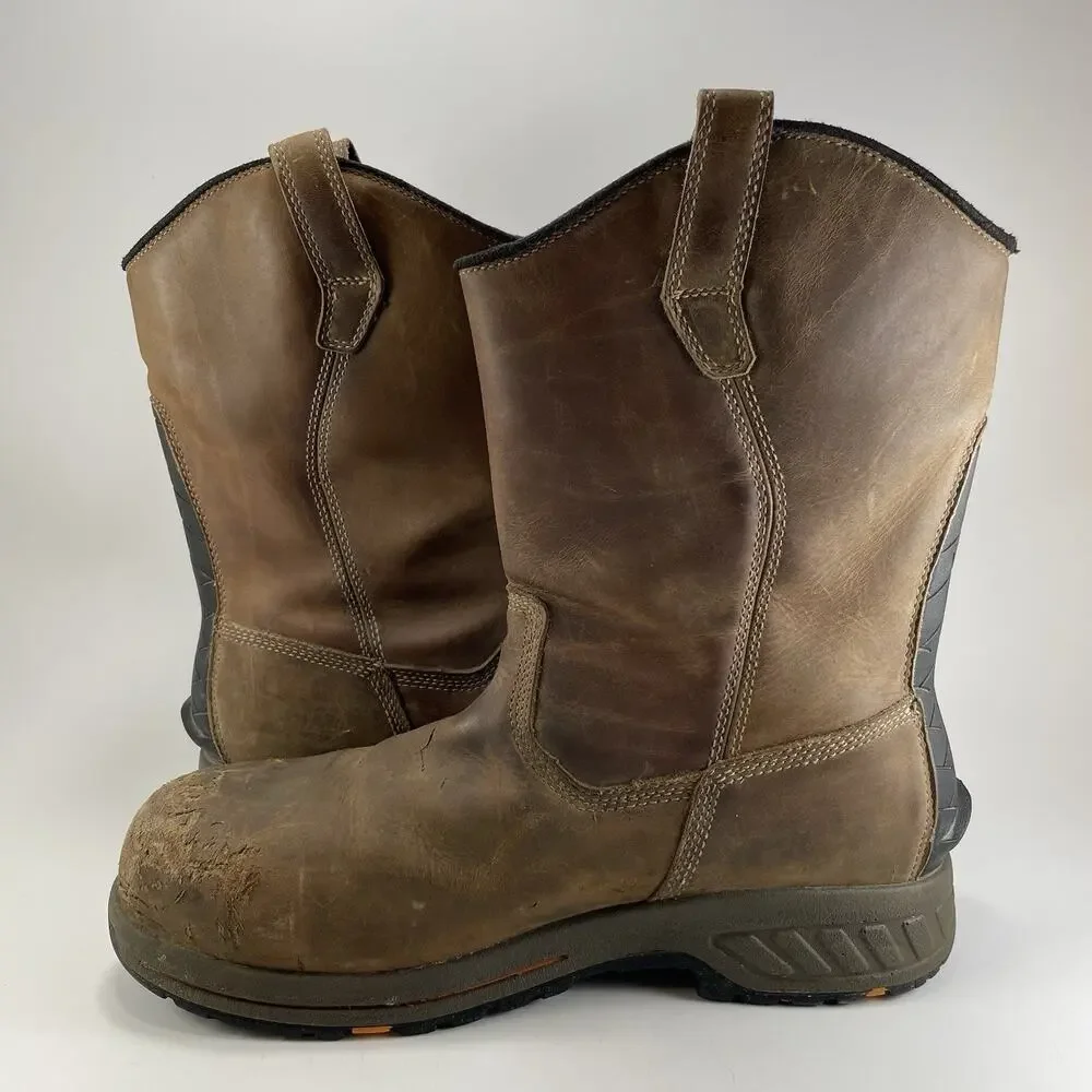 Timberland PRO Helix HD Mens Boots Size 12 Wide Comp Toe Brown Waterproof A1XFX